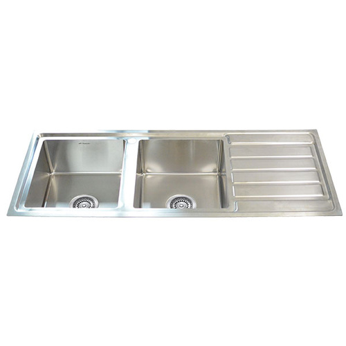 ... Mount Premium Top Mount Double Bowl Kitchen Sink with Drainer - 1180mm