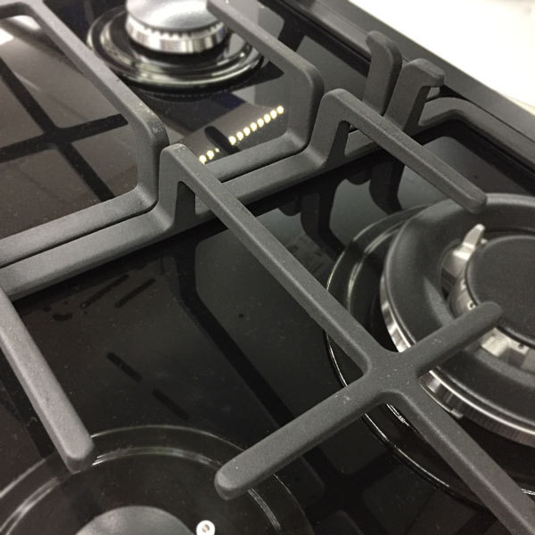 Domain 60cm 4 Burner Black Gas on Glass Cooktop Hob Cast Iron Trivets