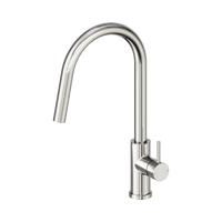 Gooseneck Kitchen Mixer Tap with Pull Out Nozzle - Brushed Nickel