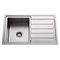 Premium Top Mount Single Bowl Kitchen Sink with Drainer - 780mm  - Left Hand Bowls Right Hand Drainer