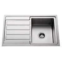 Premium Top Mount Single Bowl Kitchen Sink with Drainer - 780mm - Right Hand Bowls Left Hand Drainer