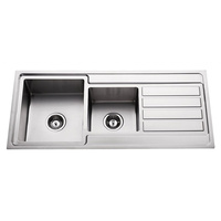 Premium Top Mount 1 + 3/4 Kitchen Sink with Drainer - 1080mm - PTM175 - Left Hand Bowls - Right Hand Drainer