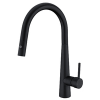 Goose Neck Kitchen Mixer Tap with Pull Out Nozzle Matte Black Finish - VENUS-PULL-BLK