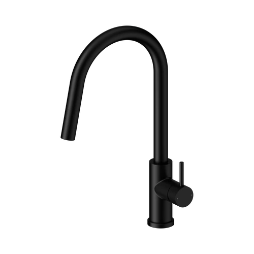 Gooseneck Kitchen Mixer Tap with Pull Out Nozzle - Matte Black