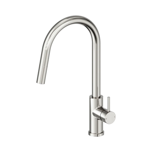Gooseneck Kitchen Mixer Tap with Pull Out Nozzle - Brushed Nickel