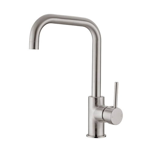 Round Square Neck Kitchen Mixer Tap Brushed Nickel Finish - DOLCE-SQ-BN