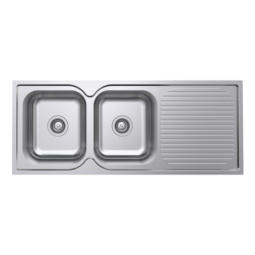 Polished Double Bowl Kitchen Sink and Drainer - 1180mm - POL200-A